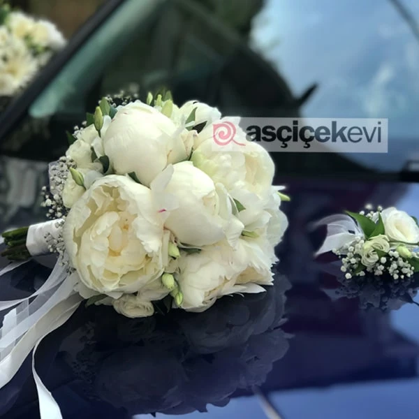 Beyaz Şakayık Gelin Buketi